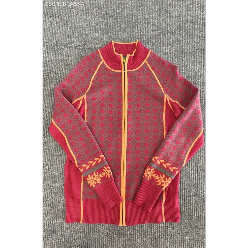 Cabela's Merino Wool Blend Full Zip Fair Isle‎ Nordic Cardigan Sweater Sz M